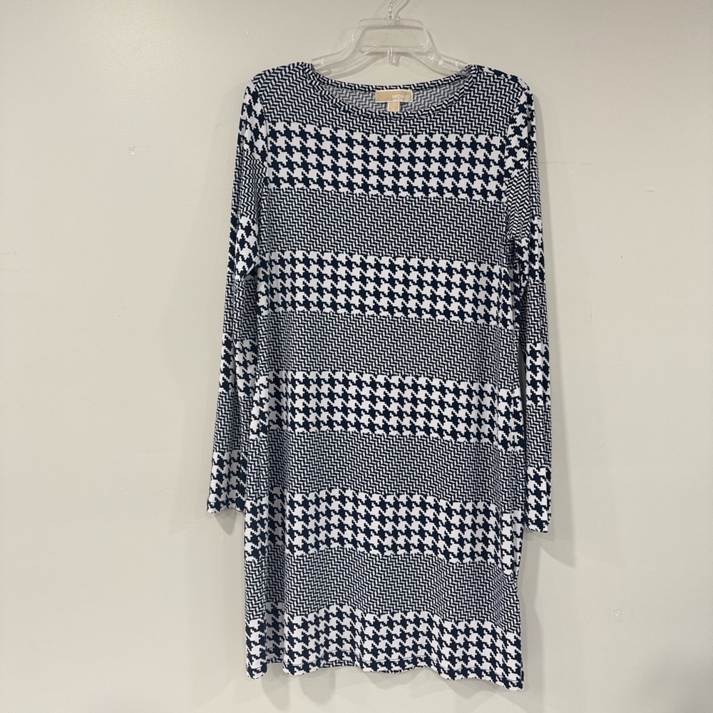 Michael Kors Navy and White Patterned Dress Size Large